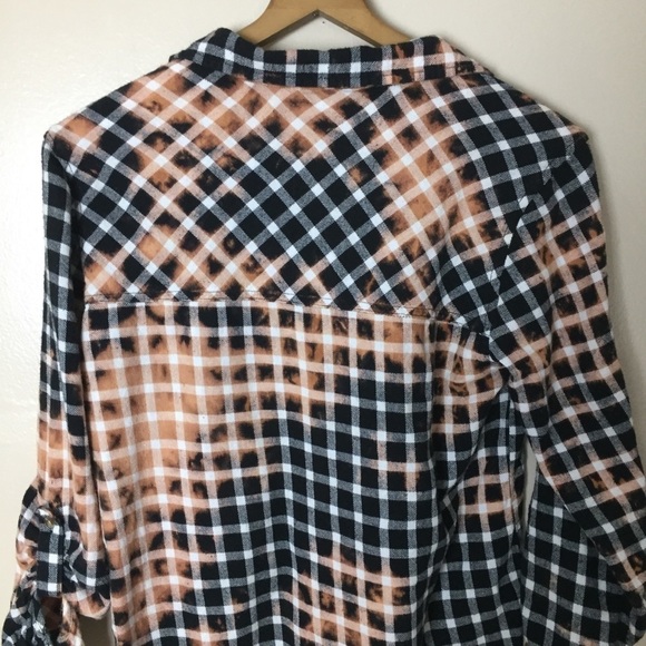 Plaid Flannel Upcycled Bleach Tie Dye Top - Picture 8 of 8